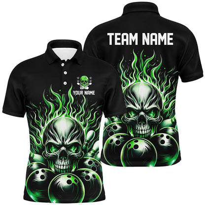 Personalisiertes mehrfarbiges Schädel-Bowlinghemd für Herren, Damen und Kinder, individuelle Bowlingteam-Flammen-Bowler-Trikots IPHW5927