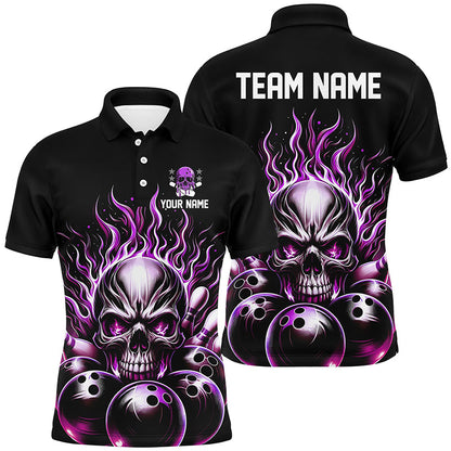 Personalisiertes mehrfarbiges Schädel-Bowlinghemd für Herren, Damen und Kinder, individuelle Bowlingteam-Flammen-Bowler-Trikots IPHW5927