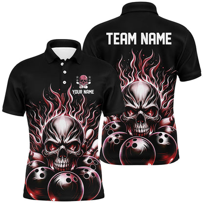 Personalisiertes mehrfarbiges Schädel-Bowlinghemd für Herren, Damen und Kinder, individuelle Bowlingteam-Flammen-Bowler-Trikots IPHW5927