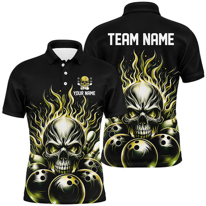 Personalisiertes mehrfarbiges Schädel-Bowlinghemd für Herren, Damen und Kinder, individuelle Bowlingteam-Flammen-Bowler-Trikots IPHW5927