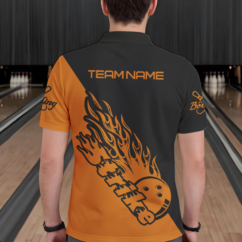 Individuelle Bowlinghemden für Herren, Bowlingteam-Hemden, Bowling Strike | Orange IPHW5171