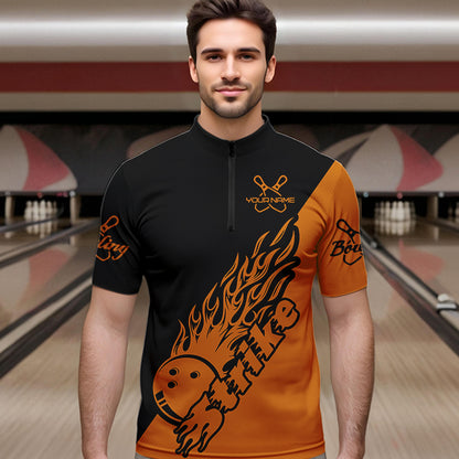 Individuelle Bowlinghemden für Herren, Bowlingteam-Hemden, Bowling Strike | Orange IPHW5171