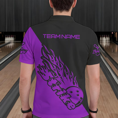 Individuelle Bowlinghemden für Herren, Bowlingteam-Hemden, Bowling Strike | Lila IPHW5174