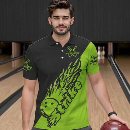 Individuelle Bowlinghemden für Herren, Bowlingteam-Hemden, Bowling Strike | Grün IPHW5175
