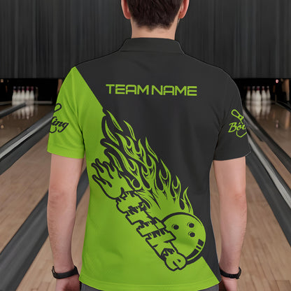 Individuelle Bowlinghemden für Herren, Bowlingteam-Hemden, Bowling Strike | Grün IPHW5175