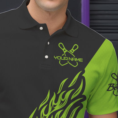 Individuelle Bowlinghemden für Herren, Bowlingteam-Hemden, Bowling Strike | Grün IPHW5175