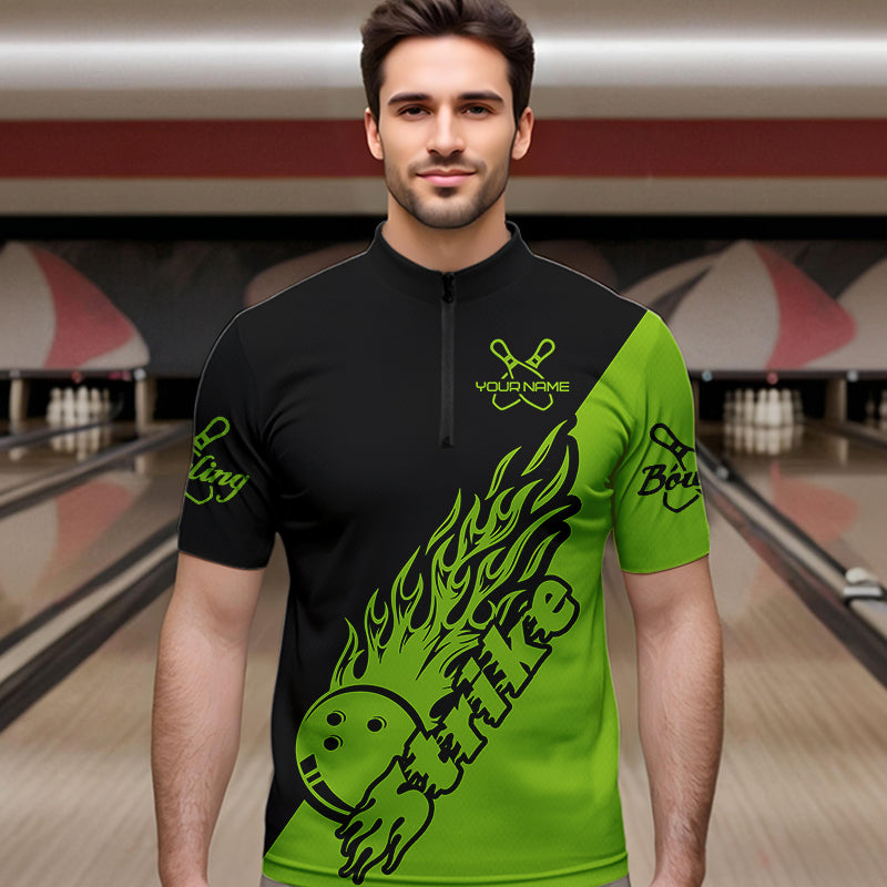 Individuelle Bowlinghemden für Herren, Bowlingteam-Hemden, Bowling Strike | Grün IPHW5175