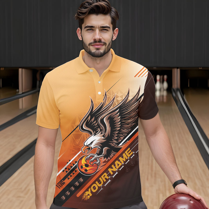 Personalisierte Tribal-Adler Bowling Herren-Poloshirts, Adler-Bowling-Team Bowling-Liga-Shirt IPHW8806