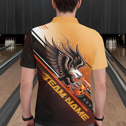 Personalisierte Tribal-Adler Bowling Herren-Poloshirts, Adler-Bowling-Team Bowling-Liga-Shirt IPHW8806