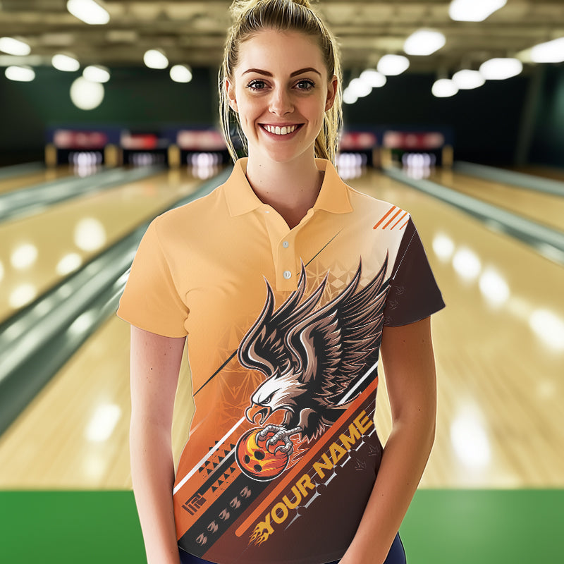 Personalisierte Tribal-Adler Bowling Damen-Poloshirts, Adler-Bowling-Team Bowling-Liga-Shirt IPHW8806