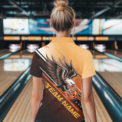 Personalisierte Tribal-Adler Bowling Damen-Poloshirts, Adler-Bowling-Team Bowling-Liga-Shirt IPHW8806