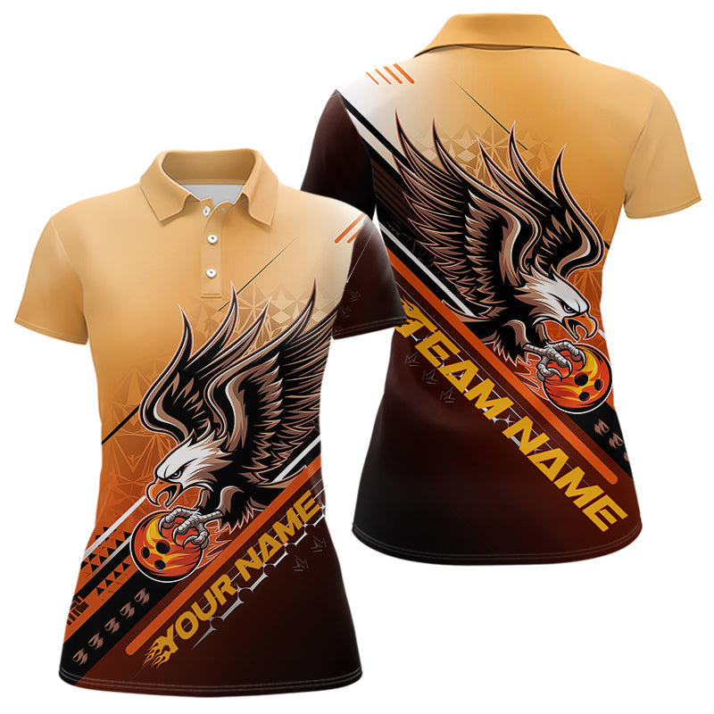 Personalisierte Tribal-Adler Bowling Damen-Poloshirts, Adler-Bowling-Team Bowling-Liga-Shirt IPHW8806