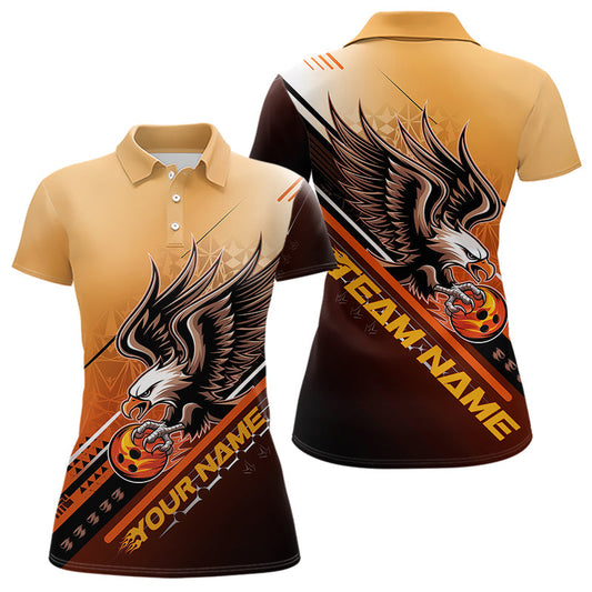 Personalisierte Tribal-Adler Bowling Damen-Poloshirts, Adler-Bowling-Team Bowling-Liga-Shirt IPHW8806