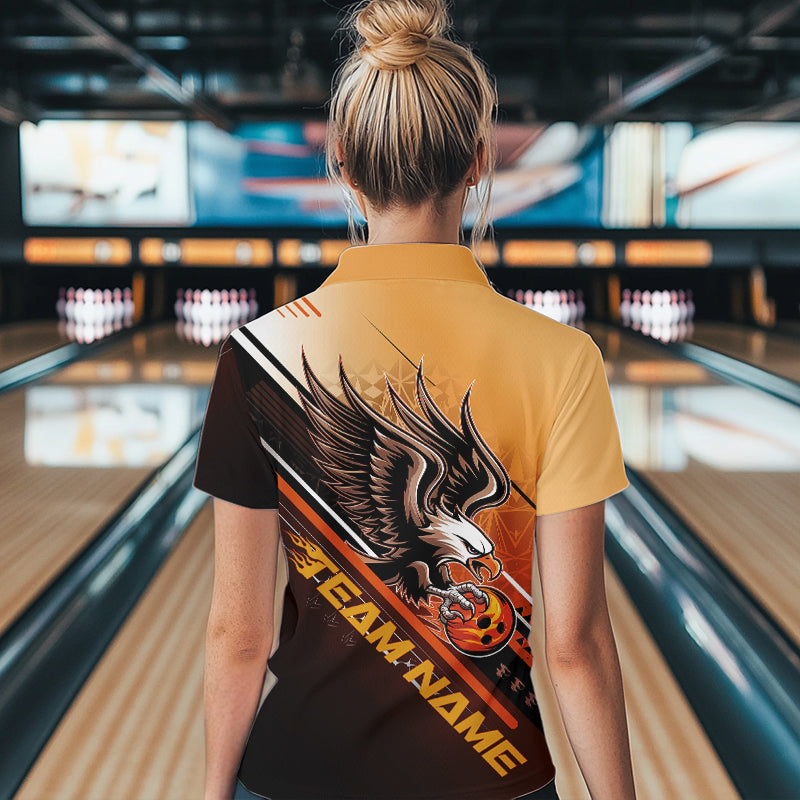 Personalisierte Tribal-Adler Bowling Damen-Quarter-Zip-Shirts, Adler-Bowling-Team-Shirt IPHW8806