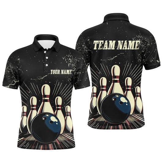 Individuelle "Striking Bowling"-Herren-Polohemden, Grunge-Vintage-Bowlingteam-Trikots, Retro-Bowler-Outfits IPHW5392