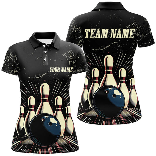 Individuelle "Striking Bowling"-Damen-Polohemden, Vintage-Bowlingteam-Trikots, Retro-Bowler-Outfit IPHW5392