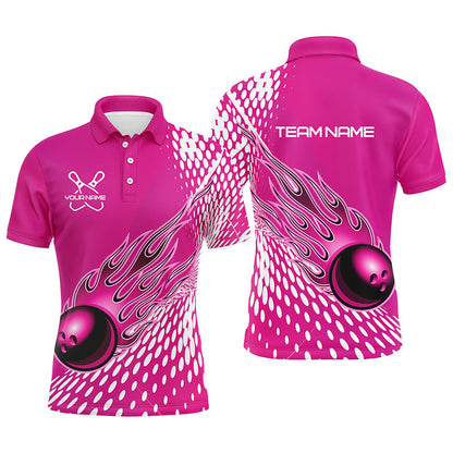Personalisierte Flammen-Bowlinghemden für Herren und Damen, Bowlingkugel, individuelles Bowlingteam-Hemd IPHW4978