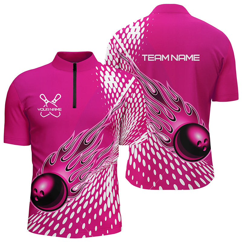 Personalisierte Flammen-Bowlinghemden für Herren und Damen, Bowlingkugel, individuelles Bowlingteam-Hemd IPHW4978