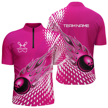 Personalisierte Flammen-Bowlinghemden für Herren und Damen, Bowlingkugel, individuelles Bowlingteam-Hemd IPHW4978