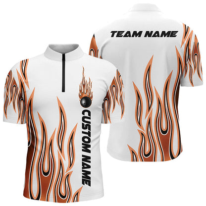 Personalisierte Flammen-Bowlinghemden für Herren und Damen, Bowlingkugel, individuelles Bowlingteam-Hemd IPHW4984