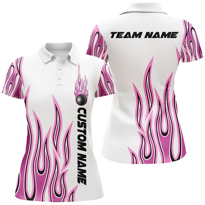 Personalisierte Flammen-Bowlinghemden für Damen, Bowlingkugel, individuelles Bowlingteam-Hemd IPHW4985