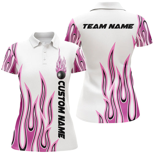 Personalisierte Flammen-Bowlinghemden für Damen, Bowlingkugel, individuelles Bowlingteam-Hemd IPHW4985