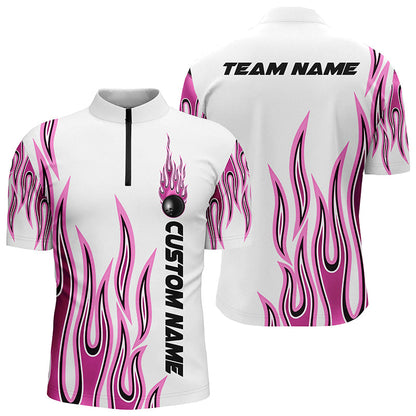 Personalisierte Flammen-Bowlinghemden für Herren und Damen, Bowlingkugel, individuelles Bowlingteam-Hemd IPHW4985