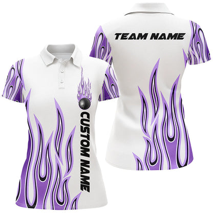 Personalisierte Flammen-Bowlinghemden für Damen, Bowlingkugel, individuelles Bowlingteam-Hemd IPHW4986