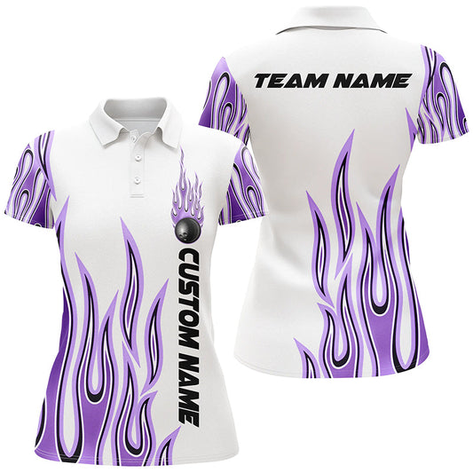 Personalisierte Flammen-Bowlinghemden für Damen, Bowlingkugel, individuelles Bowlingteam-Hemd IPHW4986