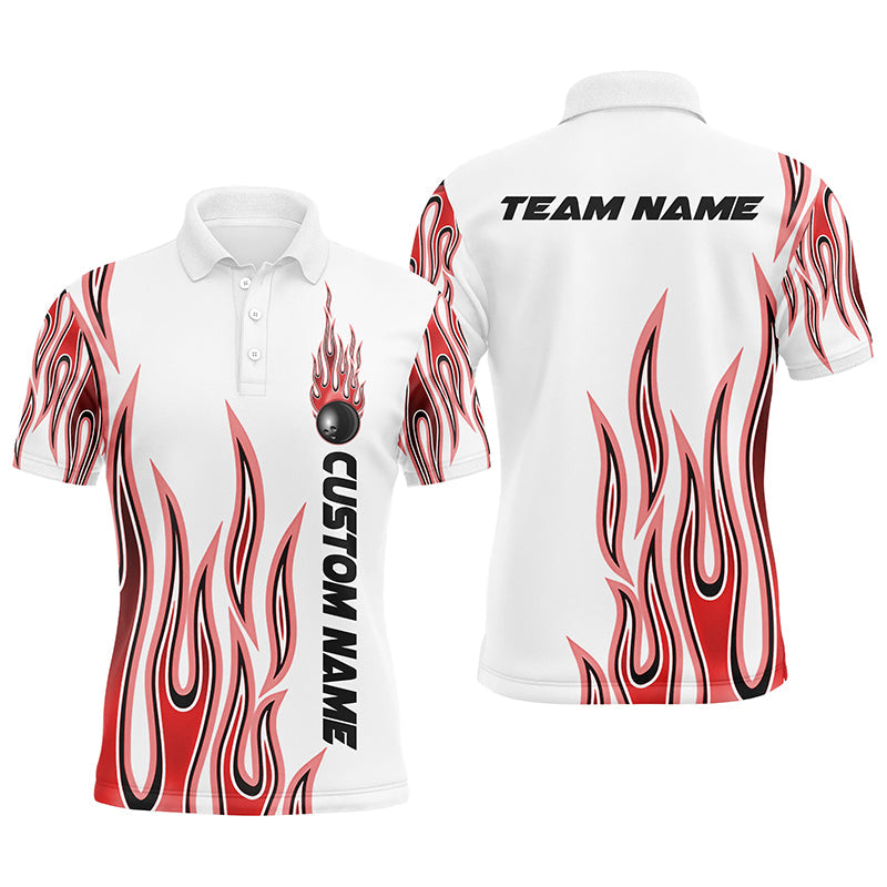 Personalisierte Flammen-Bowlinghemden für Herren und Damen, Bowlingkugel, individuelles Bowlingteam-Hemd IPHW4987