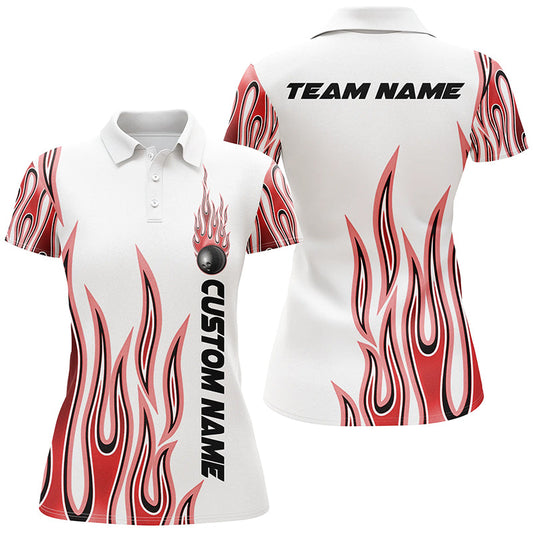 Personalisierte Flammen-Bowlinghemden für Damen, Bowlingkugel, individuelles Bowlingteam-Hemd IPHW4987