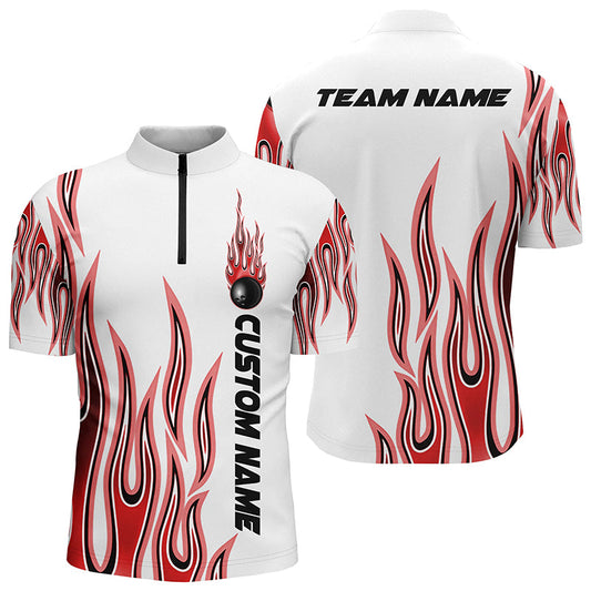 Personalisierte Flammen-Bowlinghemden für Herren und Damen, Bowlingkugel, individuelles Bowlingteam-Hemd IPHW4987