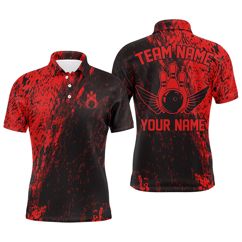 Personalisierte Bowlinghemden für Herren und Damen, Bowlingteam-Trikots, Bowlingpin | Rot IPHW4998