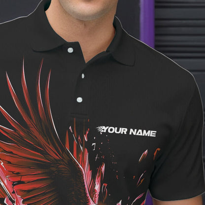 Schwarz-roter Adler Break-Glass maßgeschneiderte Bowling-Poloshirts für Herren, Bowling-Teamshirt IPHW8399