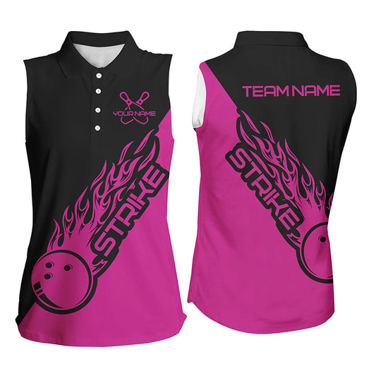 Individuelles pinkes Damen-ärmelloses Bowlinghemd, "Strike"-Bowlinghemden für Damen, Bowlinguniform IPHW4290