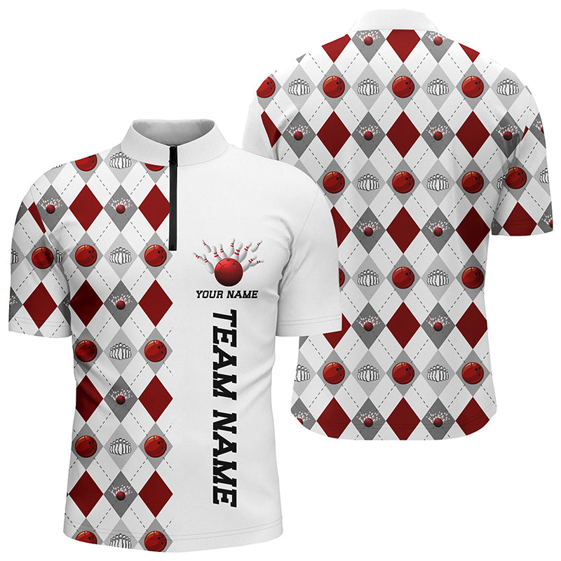 Bowling-Argyle-Muster-Hemden, Bowlingteam-Trikots für Herren, Weihnachts-Bowlinghemden IPHW5484