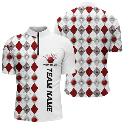 Bowling-Argyle-Muster-Hemden, Bowlingteam-Trikots für Herren, Weihnachts-Bowlinghemden IPHW5484