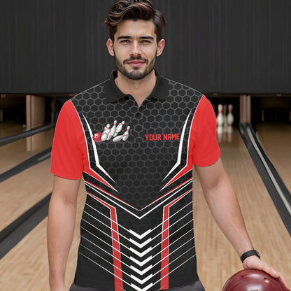 Maßgeschneiderte Schwarz-Rote Adler-Bowling-Trikots, Bowling-Team Herren-Poloshirts, Bowlers-Outfits IPHW8748