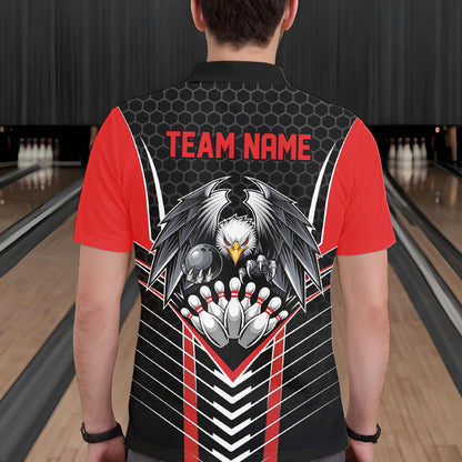 Maßgeschneiderte Schwarz-Rote Adler-Bowling-Trikots, Bowling-Team Herren-Poloshirts, Bowlers-Outfits IPHW8748