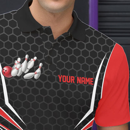 Maßgeschneiderte Schwarz-Rote Adler-Bowling-Trikots, Bowling-Team Herren-Poloshirts, Bowlers-Outfits IPHW8748
