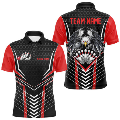 Maßgeschneiderte Schwarz-Rote Adler-Bowling-Trikots, Bowling-Team Herren-Poloshirts, Bowlers-Outfits IPHW8748