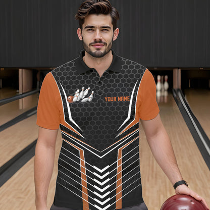 Maßgeschneiderte schwarze und orange Adler-Bowling-Trikots, Bowling-Team-Herren-Poloshirts, Bowler-Outfits IPHW8751