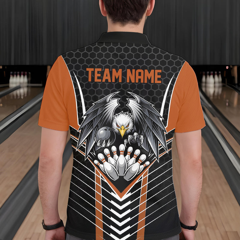 Maßgeschneiderte schwarze und orange Adler-Bowling-Trikots, Bowling-Team-Herren-Poloshirts, Bowler-Outfits IPHW8751