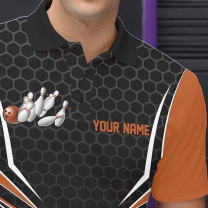 Maßgeschneiderte schwarze und orange Adler-Bowling-Trikots, Bowling-Team-Herren-Poloshirts, Bowler-Outfits IPHW8751