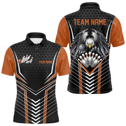 Maßgeschneiderte schwarze und orange Adler-Bowling-Trikots, Bowling-Team-Herren-Poloshirts, Bowler-Outfits IPHW8751