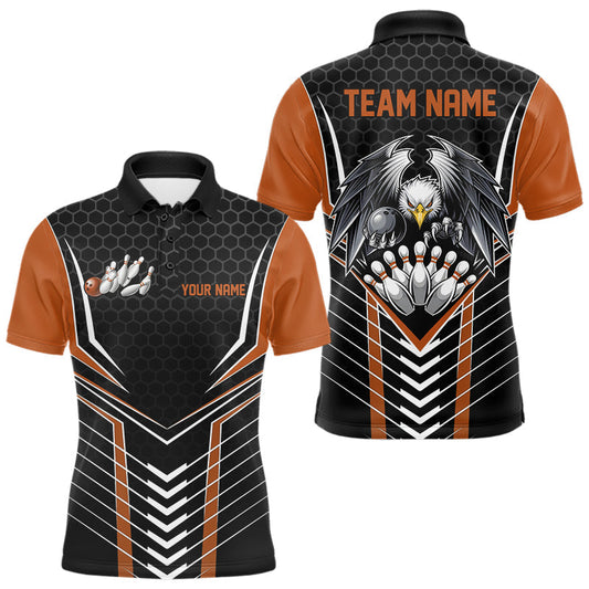 Maßgeschneiderte schwarze und orange Adler-Bowling-Trikots, Bowling-Team-Herren-Poloshirts, Bowler-Outfits IPHW8751
