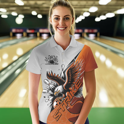 Maßgeschneiderte Orange Adler Bowling-Team Damen-Poloshirts, Bowling-Liga-Shirt, Bowlers-Outfit IPHW8754