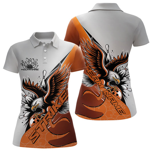 Maßgeschneiderte Orange Adler Bowling-Team Damen-Poloshirts, Bowling-Liga-Shirt, Bowlers-Outfit IPHW8754