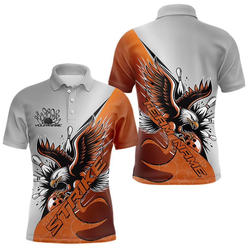 Maßgeschneiderte Orange Adler Bowling-Team Herren-Poloshirts, Adler Bowling-Liga-Shirt, Bowlers-Outfit IPHW8754