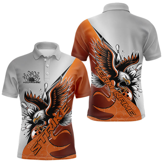 Maßgeschneiderte Orange Adler Bowling-Team Herren-Poloshirts, Adler Bowling-Liga-Shirt, Bowlers-Outfit IPHW8754